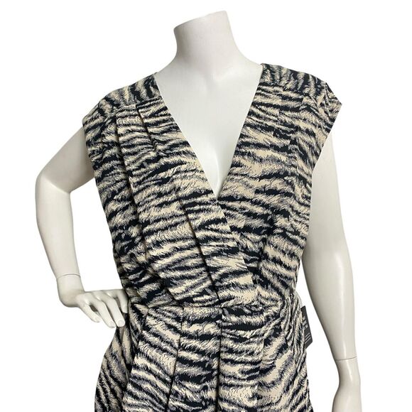 Express Women's Medium Short Sleeve Plunge V-Neck Zebra Print Faux Wrap Dress - Picture 6 of 9